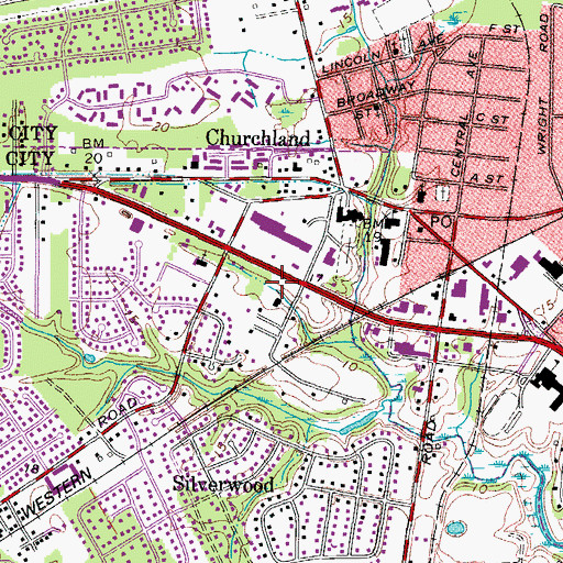 Topographic Map of Churchland Place Shopping Center, VA