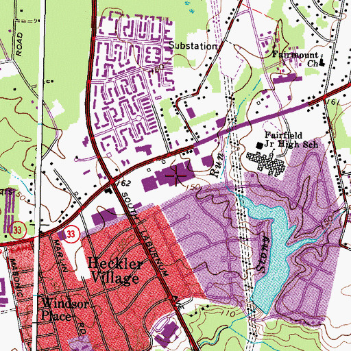 Topographic Map of Fairfield Commons Shopping Center, VA