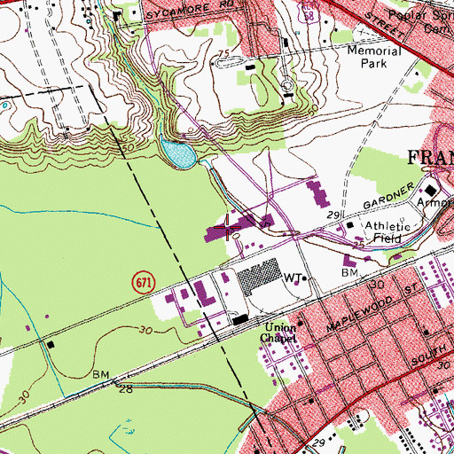 Topographic Map of Franklin Plaza, VA