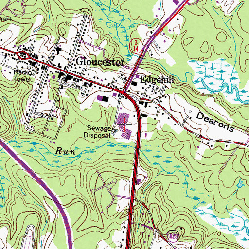 Topographic Map of Gloucester Exchange Shopping Center, VA