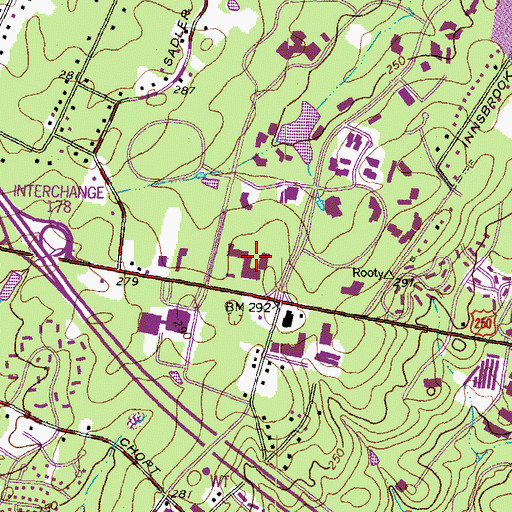 Topographic Map of lnnsbrook Shoppes, VA