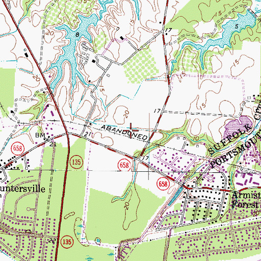 Topographic Map of Marketplace at Harbor View Shopping Center, VA