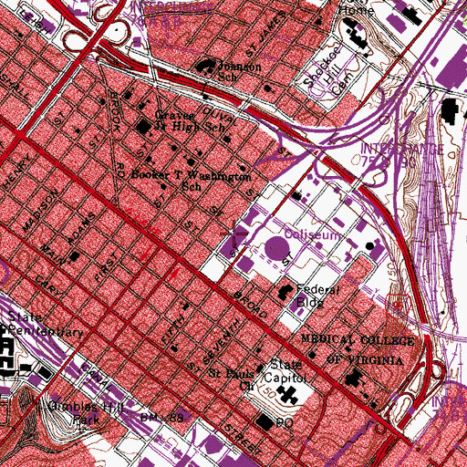 Topographic Map of Sixth Street Marketplace, VA