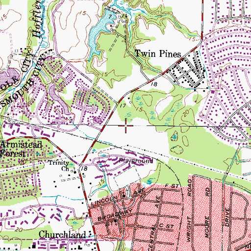 Topographic Map of Towne Point Square Shopping Center, VA