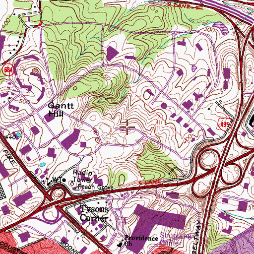 Topographic Map of Tysons Galleria, VA