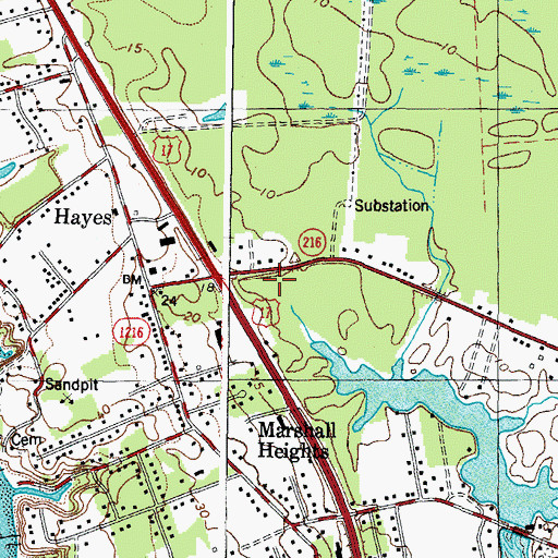 Topographic Map of York River Crossing Shopping Center, VA