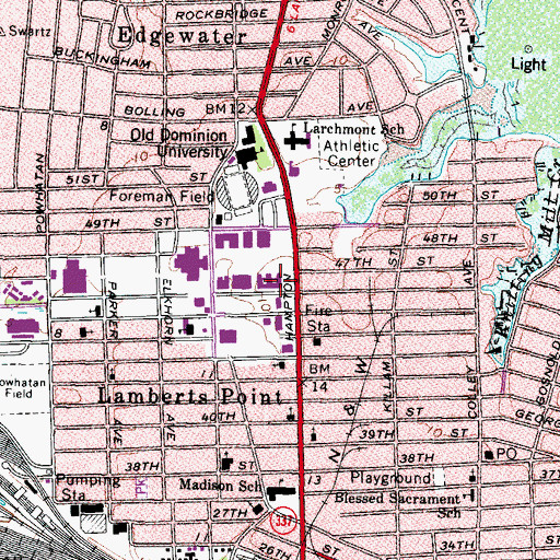 Topographic Map of Old Dominion University Child Study Center, VA