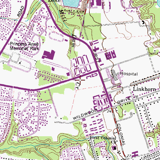 Topographic Map of Broadbay Manor School, VA