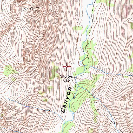 Topographic Map of Shortys Cabin, CA