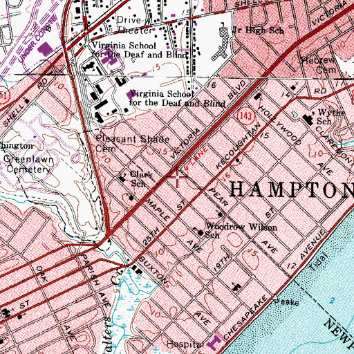 Topographic Map of East End Academy, VA