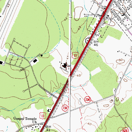 Topographic Map of Eastern Shore Community College, VA