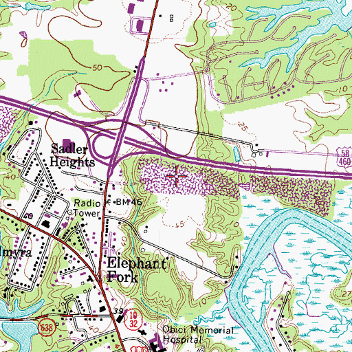 Topographic Map of Western Tidewater Regional Jail, VA
