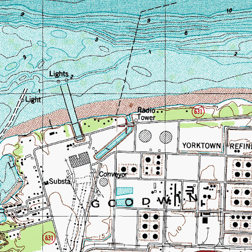 Topographic Map of Dominion Yorktown Power Station, VA