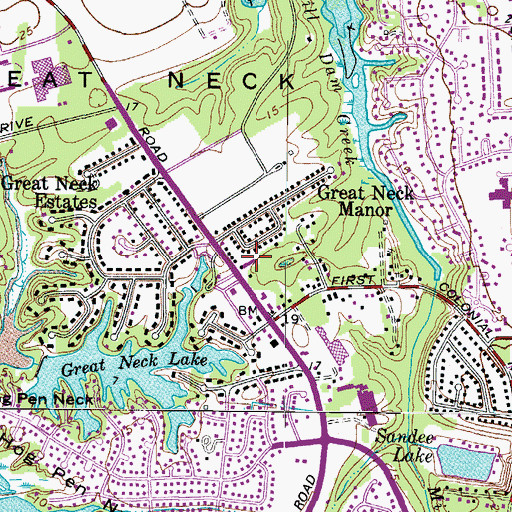 Topographic Map of Cape Henry Post Office, VA