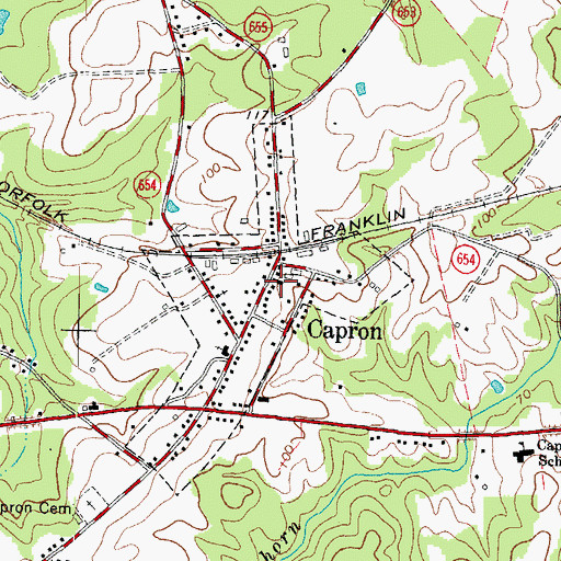 Topographic Map of Capron Post Office, VA