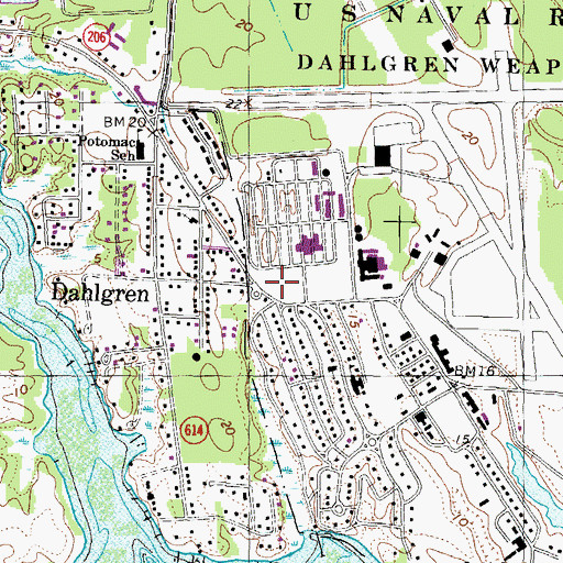 Topographic Map of Dahlgren Post Office, VA