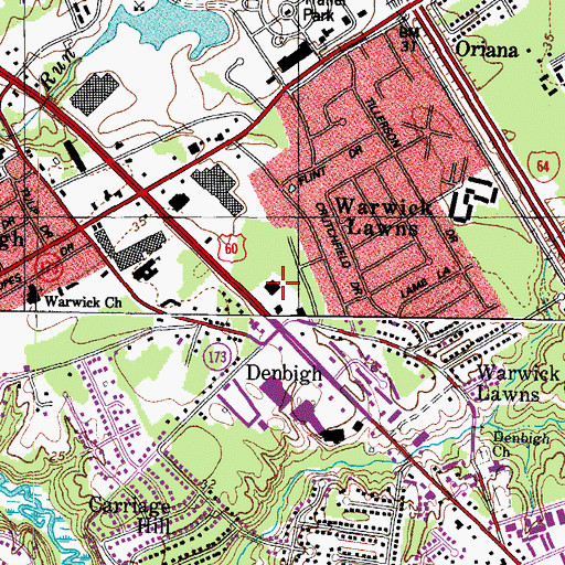Topographic Map of Denbigh Post Office, VA