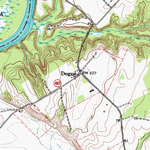 Topographic Map of Dogue Post Office, VA