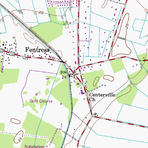 Topographic Map of Fentress Post Office, VA