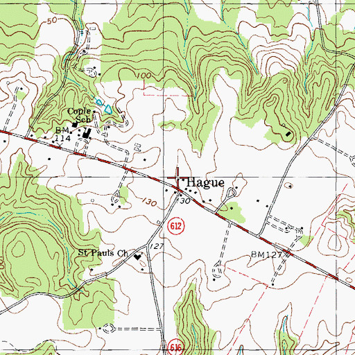 Topographic Map of Hague Post Office, VA