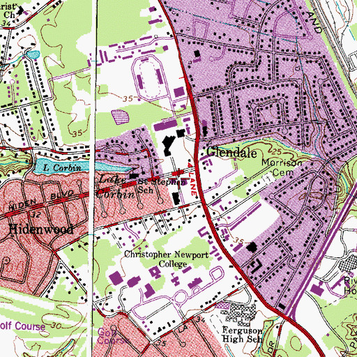 Topographic Map of Hidenwood Post Office, VA