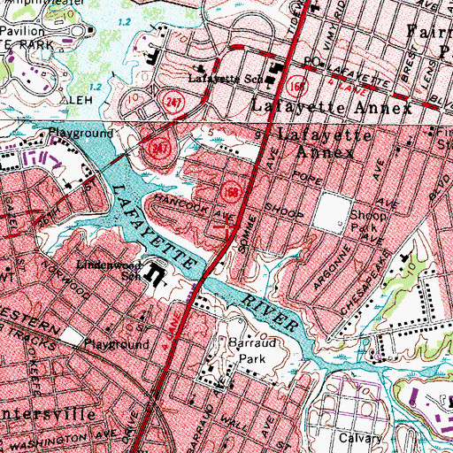 Topographic Map of Lafayette Post Office, VA