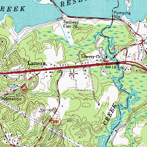 Topographic Map of Lanexa Post Office, VA
