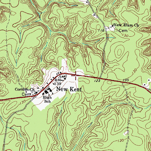 Topographic Map of New Kent Post Office, VA