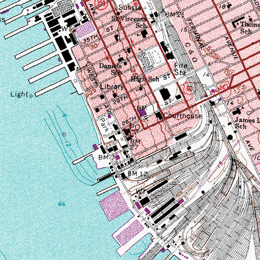 Topographic Map of Newport News Post Office, VA
