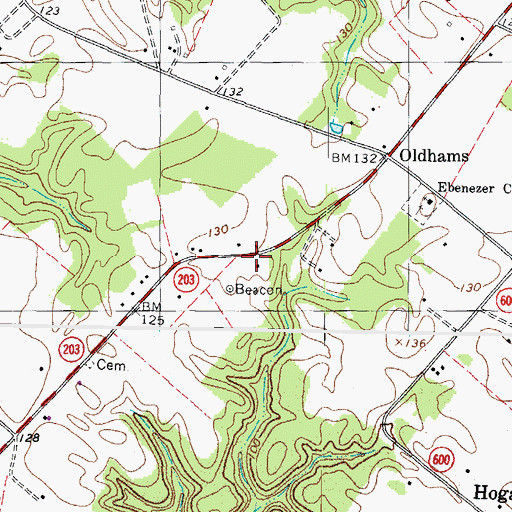 Topographic Map of Oldhams Post Office, VA