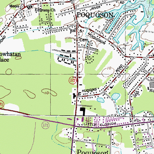 Topographic Map of Poquoson Post Office, VA