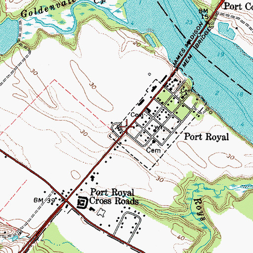 Topographic Map of Port Royal Post Office, VA