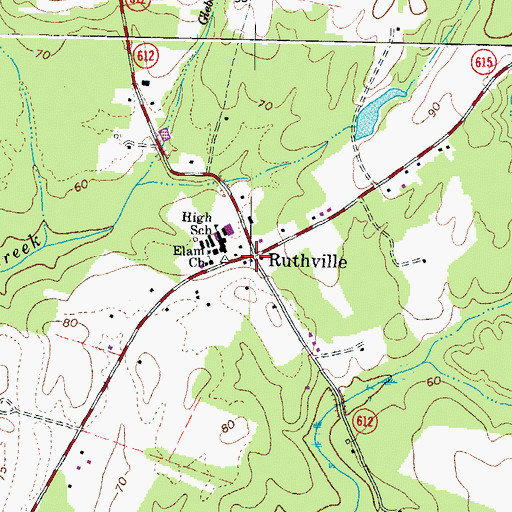 Topographic Map of Ruthville Post Office, VA