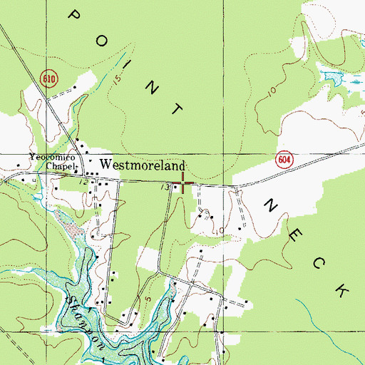 Topographic Map of Sandy Point Post Office, VA
