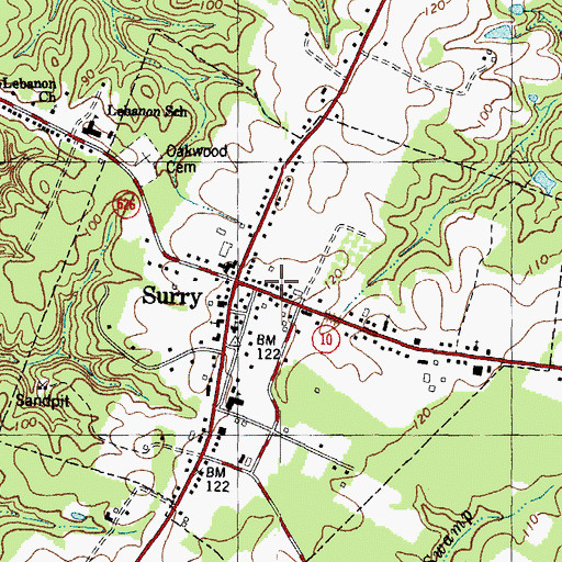 Topographic Map of Surry Post Office, VA