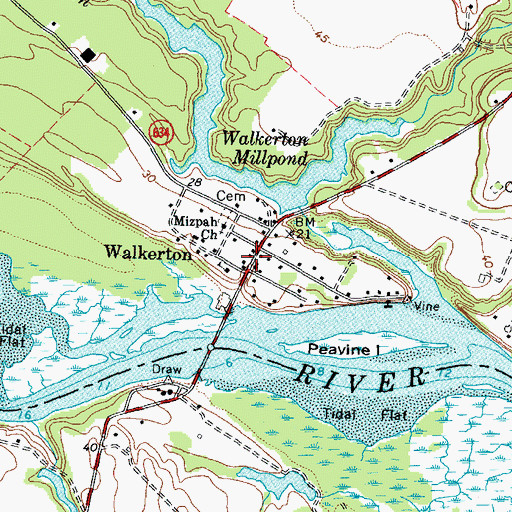 Topographic Map of Walkerton Post Office, VA