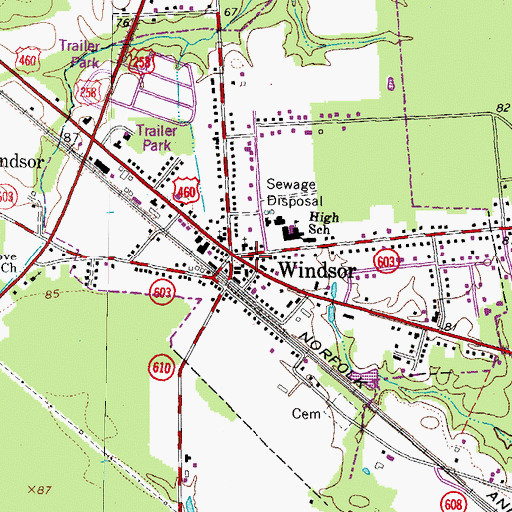 Topographic Map of Windsor Post Office, VA