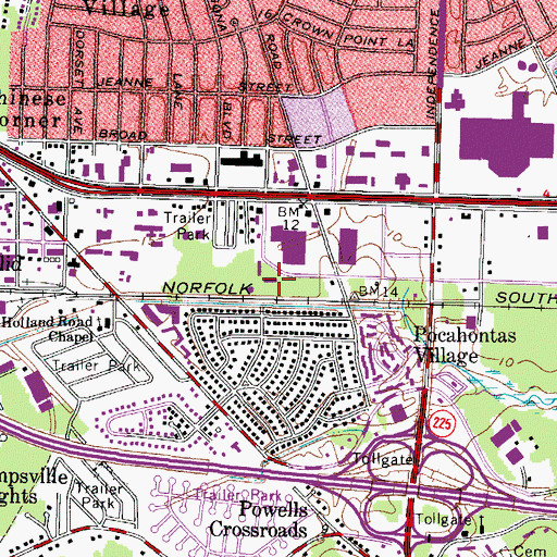 Topographic Map of Witchduck Post Office, VA