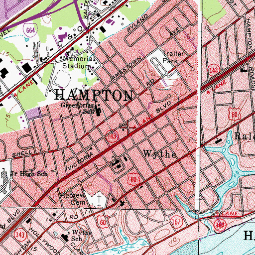 Topographic Map of Wythe Post Office, VA