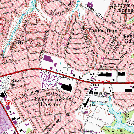 Topographic Map of Bayview Mobile Home Park, VA