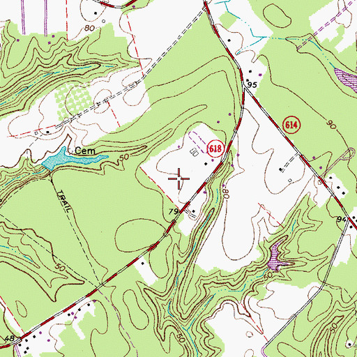 Topographic Map of Cappahosic Estates Mobile Home Park, VA