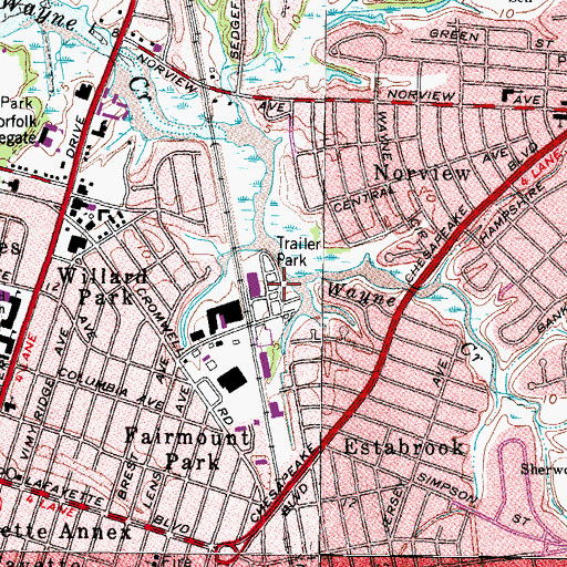 Topographic Map of Central Trailer Park, VA