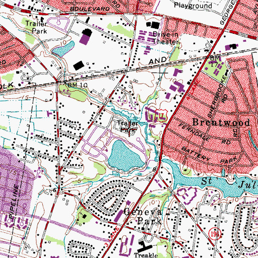 Topographic Map of Chesapeake Mobile Home Park, VA