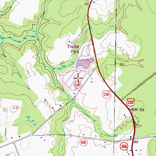 Topographic Map of Clyde's Dale Mobile Community, VA
