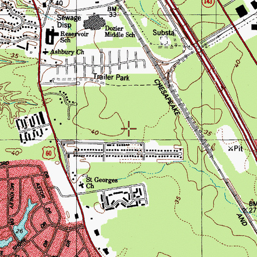 Topographic Map of Collards Mobile Home Park, VA
