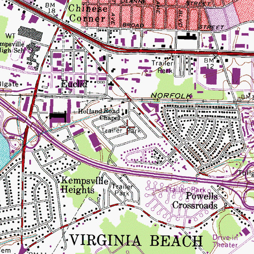 Topographic Map of County View Mobile Court, VA