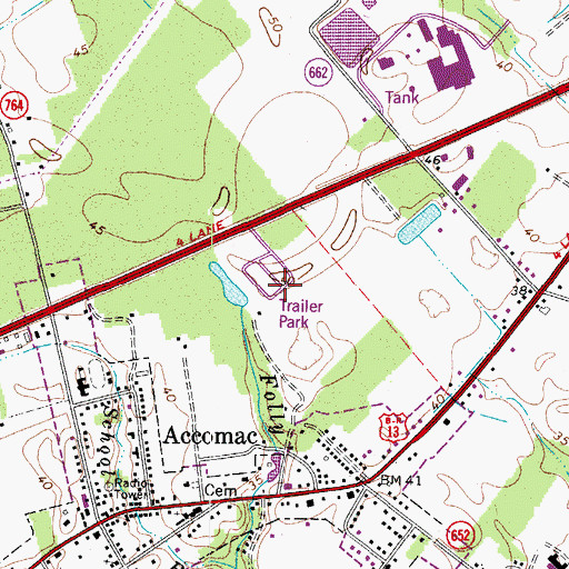 Topographic Map of Dreamland Mobile Home Park, VA