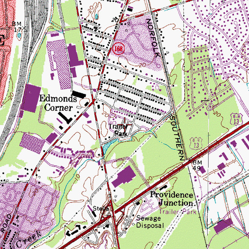 Topographic Map of Edmonds Corner Mobile Home Park, VA