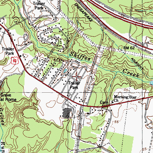 Topographic Map of Heritage Mobile Home Park, VA