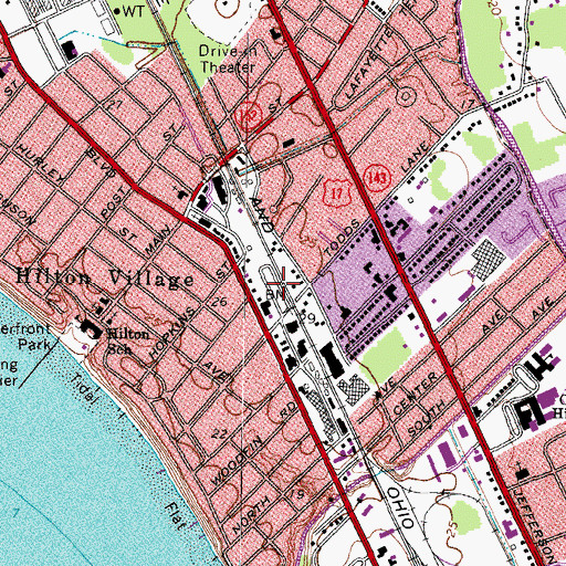 Topographic Map of Hilton Village Mobile Home Park, VA